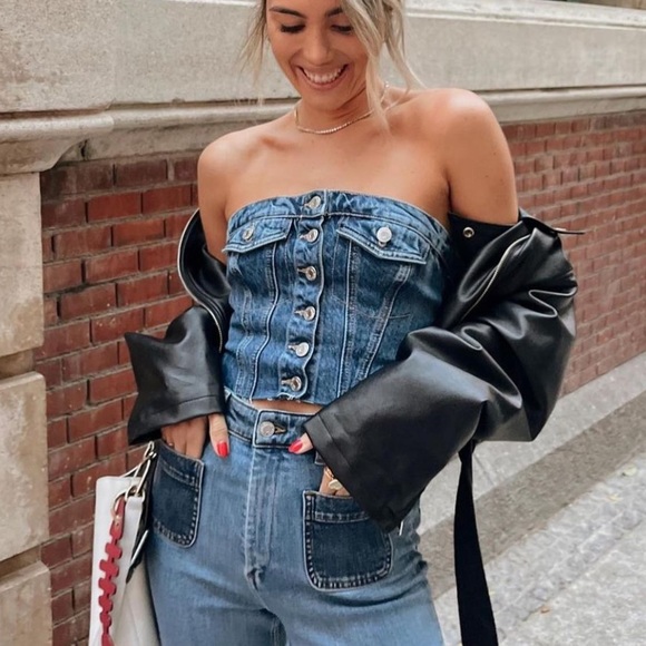 Zara | Tops | Nwt Zara Button Down Denim Corset Top Xs Ref 673920 | Poshmark